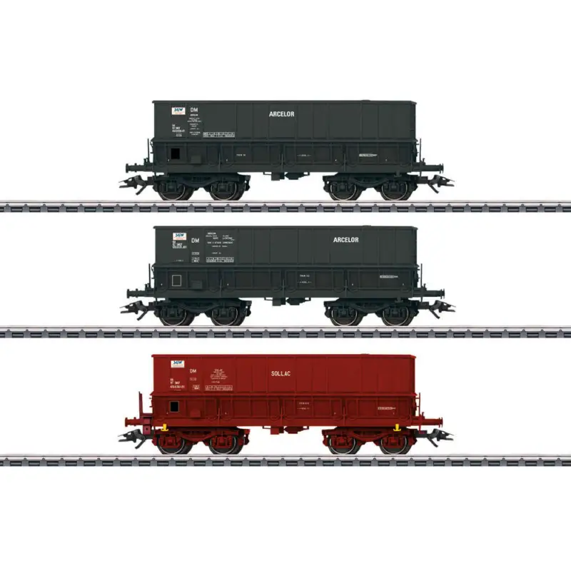 Wagons Set Coffret 3 u Tremies Mineraliers bogies SGW ARCELOR 1/87 HO MARKLIN Certifié