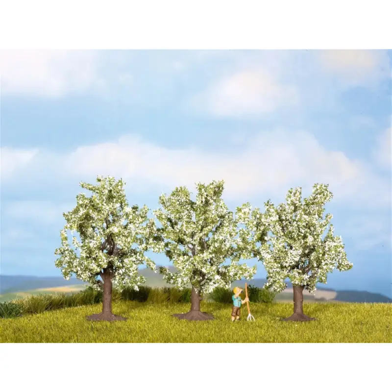 3 arbres fruitiers fleuris blancs 1/87 NOCH Populaire