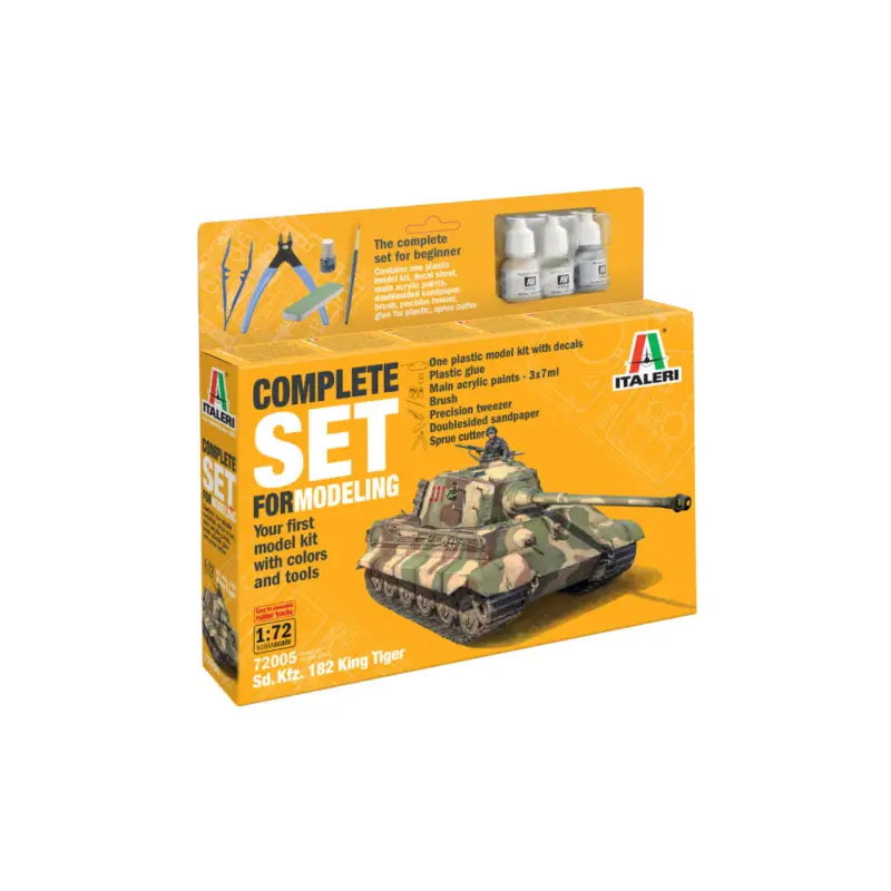 SET Char WW2 Sd.Kfz. 182 King Tiger avec outils maquette 1/72 ITALERI Petit Prix