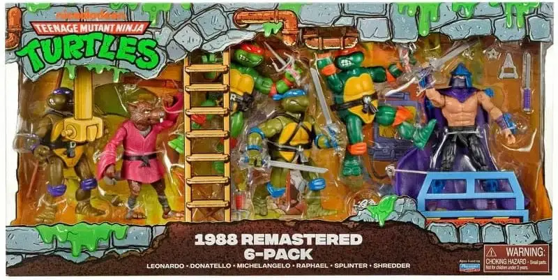 Produit De Marque TMNT Tortues Ninja - Playmates - 1988 Remastered 6-pack : Leonardo, Raphael, Michelangelo, Donatello, Splinter, Shredder