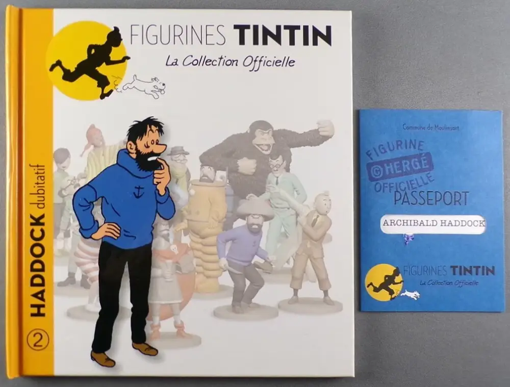 Tintin - Collection Officielle des Figurines Moulinsart - Livret Fascicule + Passeport Bleu N°002 Haddock Dubitatif Usine Directe