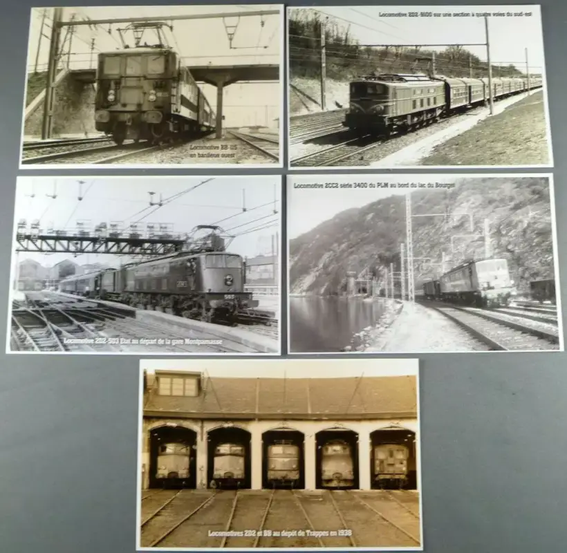 Atlas 5 Cartes Postales Sncf Locomotives Electrique BB-115 2D2 2CC2 Dépot Rotonde Neuves Meilleur Prix