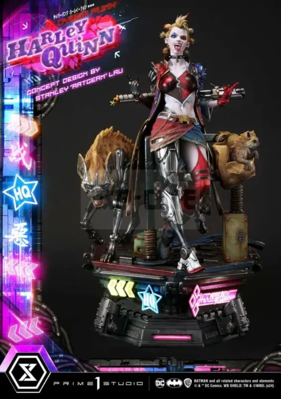 Vente Flash Batman Figurine Ultimate Premium Masterline Series Cyberpunk Harley Quinn 60 Cm