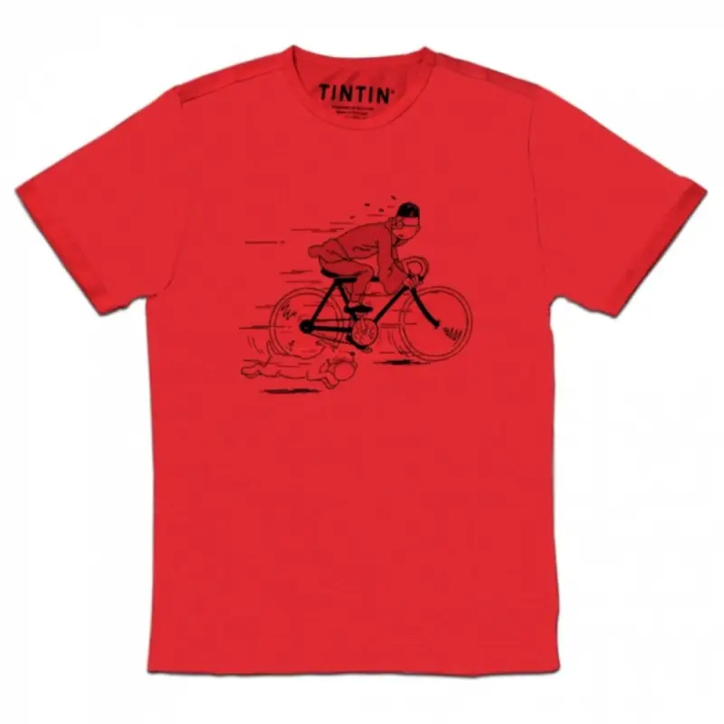 T-Shirt Tintin - Tintin & Milou - Vélo Lotus - Rouge - 12 ans Super Prix