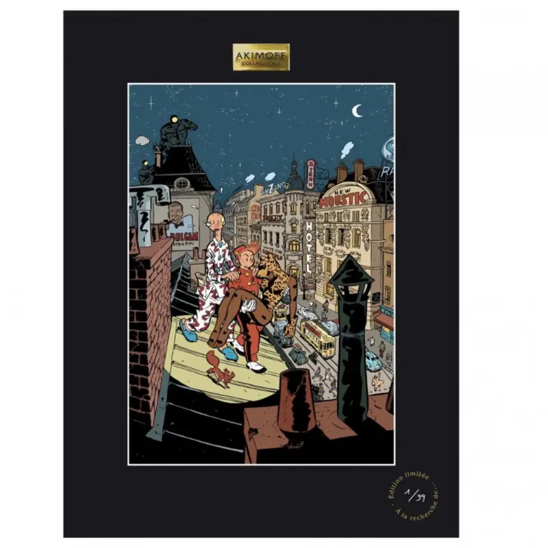 Soldes Tirage d'art, Le Spirou et Fantasio d'Olivier Schwartz et Yann, La Femme Léopard, Sur les toits
