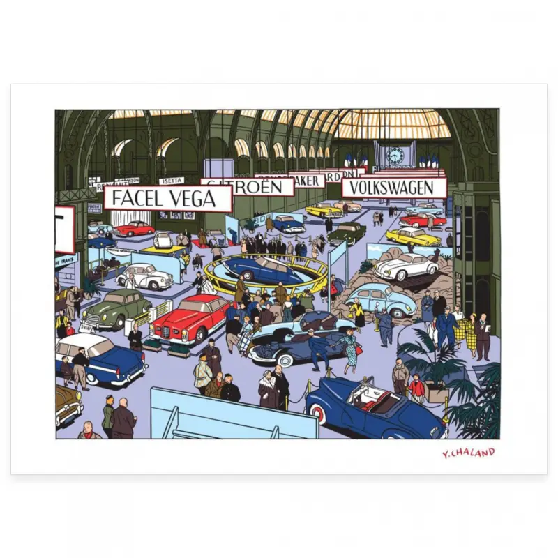 Seulement Aujourd'hui Tirage d'art - Le Salon de l'Auto 1955 - Yves Chaland