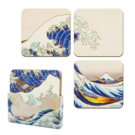Usine Directe Lot de 4 sous-verres La grande vague de Kanagawa