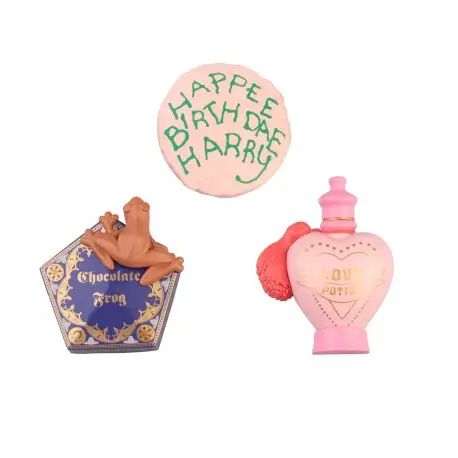 Prix Réduit Set de 3 aimants Harry Potter : Grenouille, Potion et Gâteau Hagrid