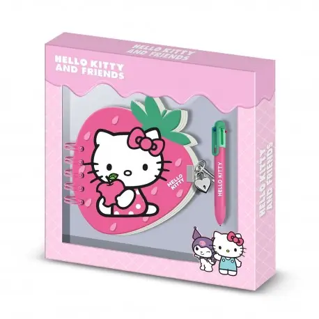 Jusqu'à Épuisement Des Stocks Pack Journal Fraise Hello Kitty avec Stylo 6 Couleurs