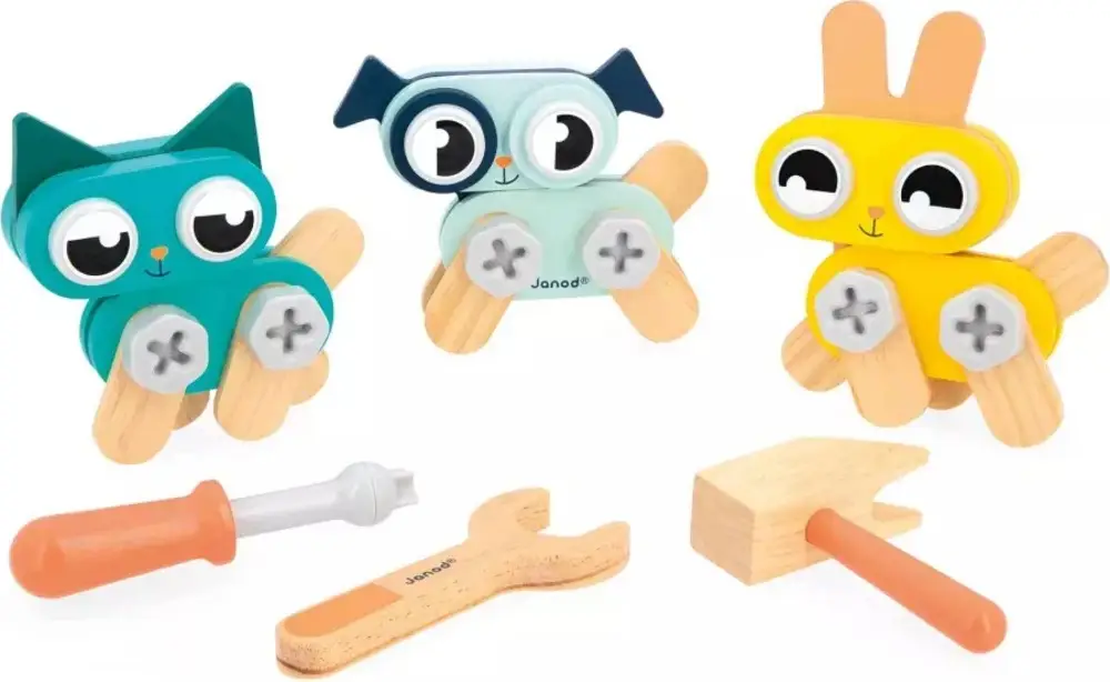 Janod BricoKids Ensemble de construction en bois Animaux 53 pcs Meilleure Vente