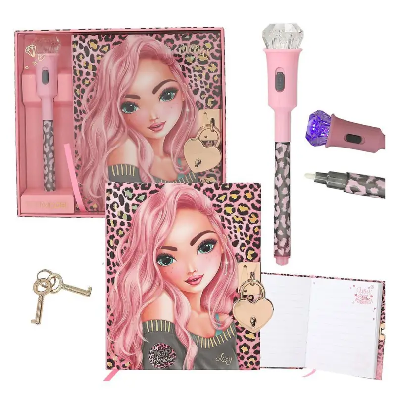 Top Model Journal avec cadenas et stylo secret avec lumière UV Prix Bas